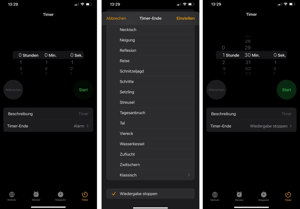 Screenshot Apple Timer