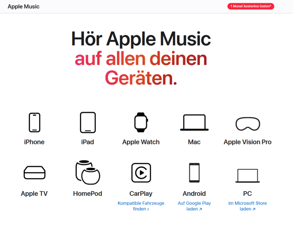 Apple Music Geräte Screenshot