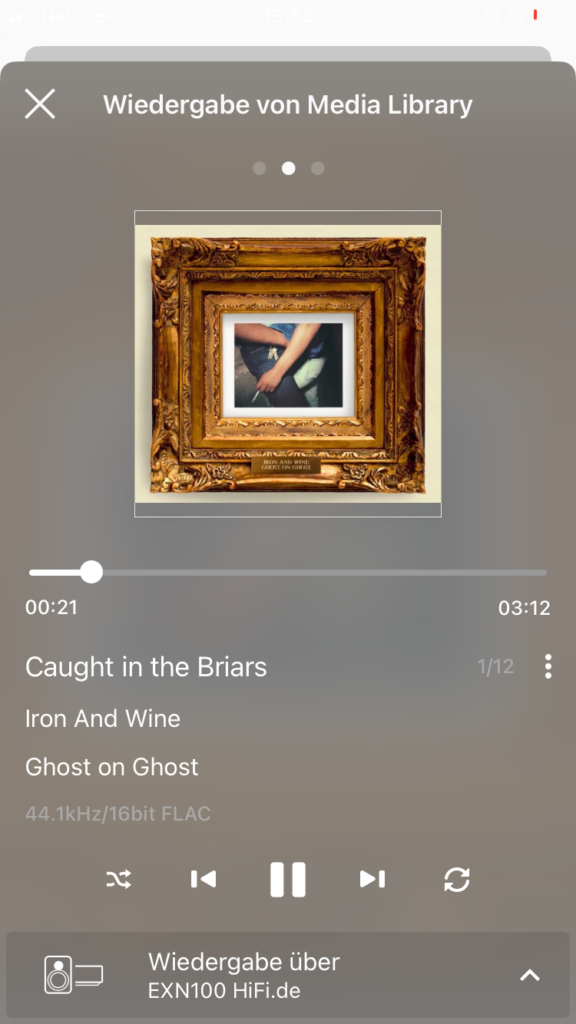 Cambridge Audio EXN100 App Screenshot Wiedergabe