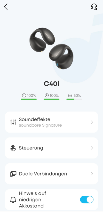 Soundcore Screenshot Menü