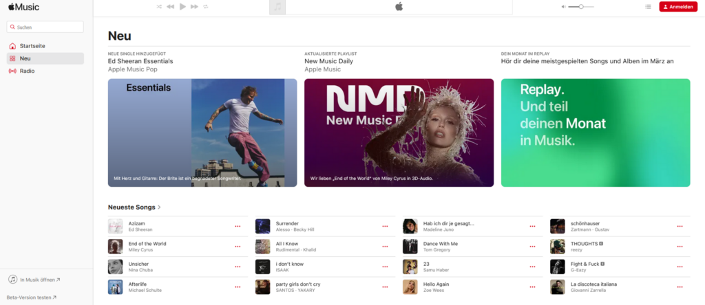 Screenshot Apple Music