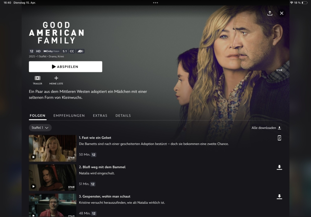 Screenshot der Disney+ App