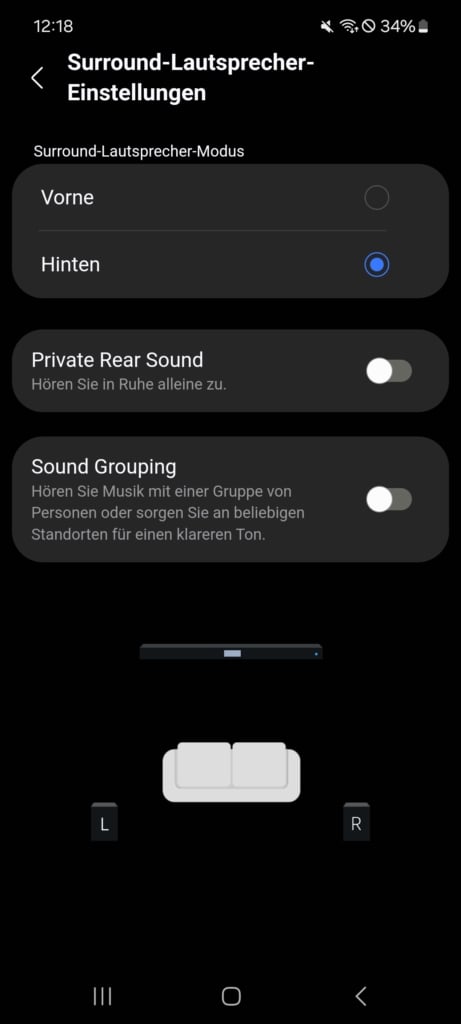 Surround-Lautsprecher-Einstellungen SmartThings App