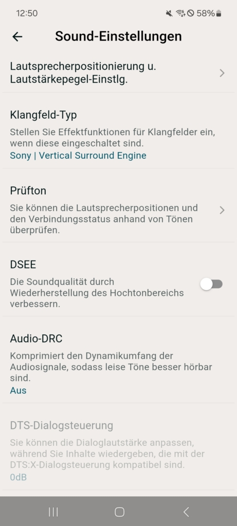 Sony Bravia Connect App Soundeinstellungen