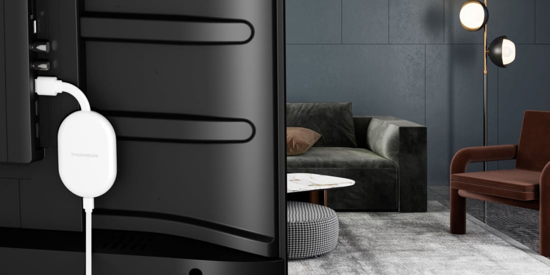 Der Thomson Cast 150 ähnelt extrem Googles Chromecast mit Google TV.