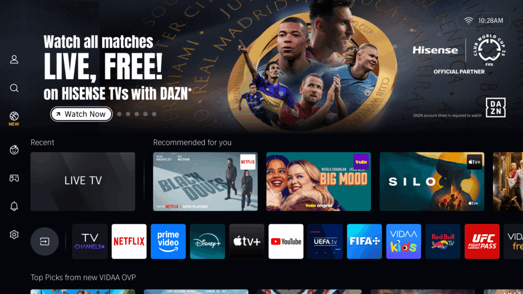 Hisense U8 Launcher VIDAA-Betriebssystem
