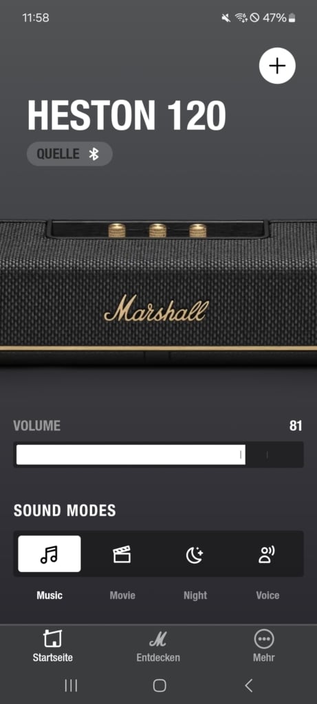 Marshall App Startseite
