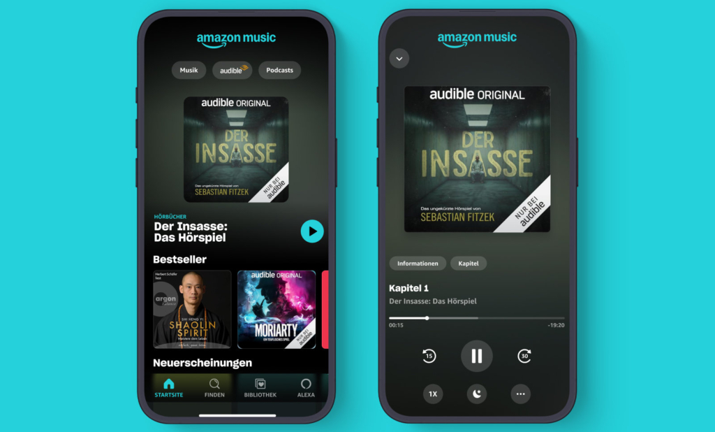 Amazon Music integriert ab sofort die Hörbücher von Audible. 
