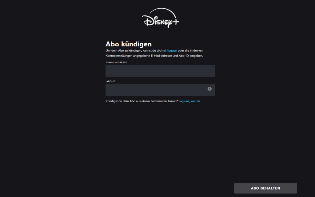 Screenshot Abo kündigen bei Disney+