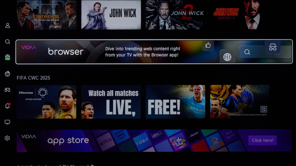 Werbebanner Smart-TV Hisense U7Q Pro