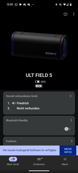 Sony Ult Field 5 – Screenshot Startmenü
