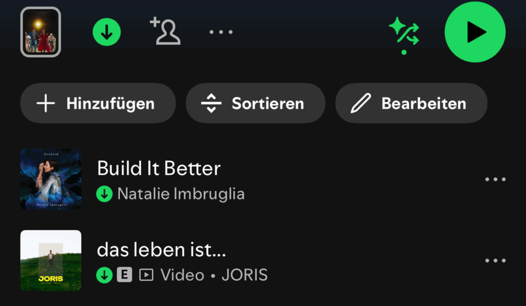 Screenshot der Spotify App Smart Shuffle