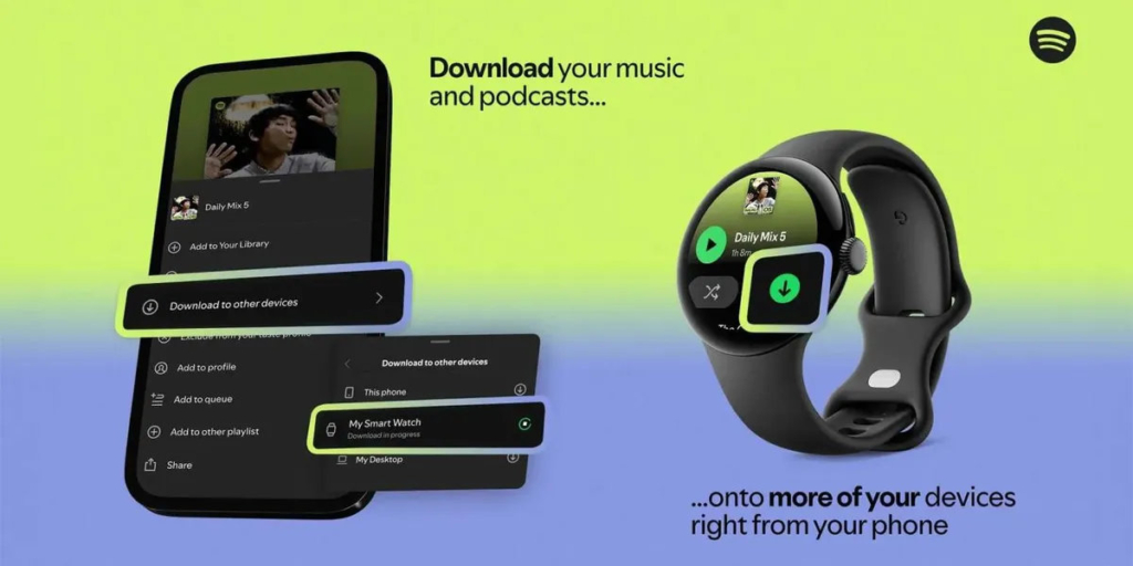 Spotify erleichtert es, Playlists auf zum Beispiel eine Smartwatch zu laden.