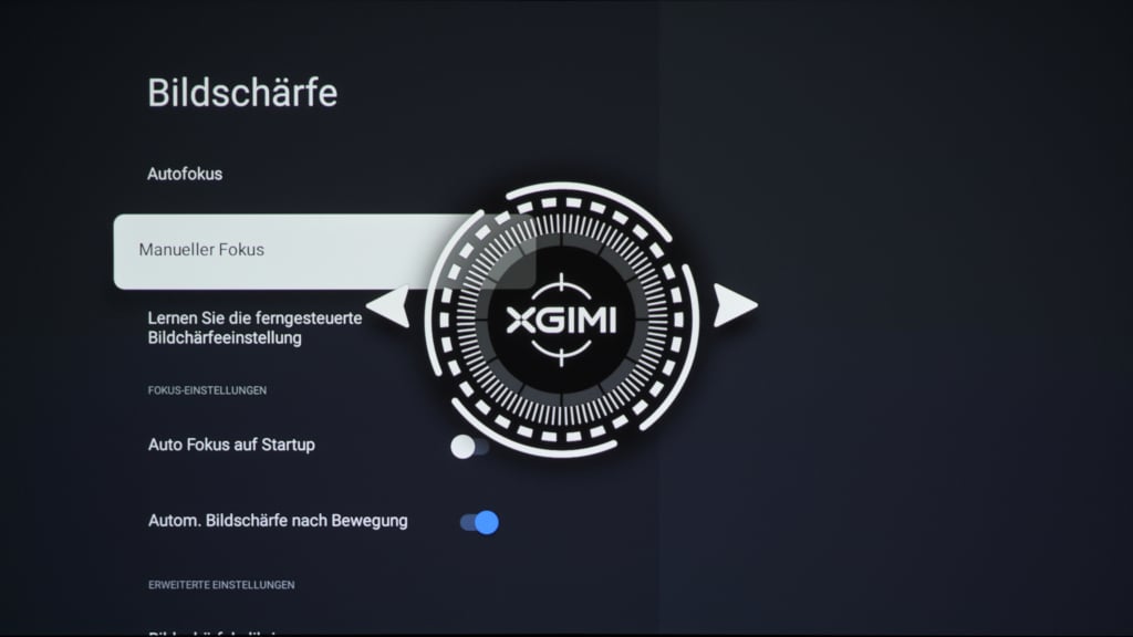 Bildschärfe Einstellungen Xgimi Halo+