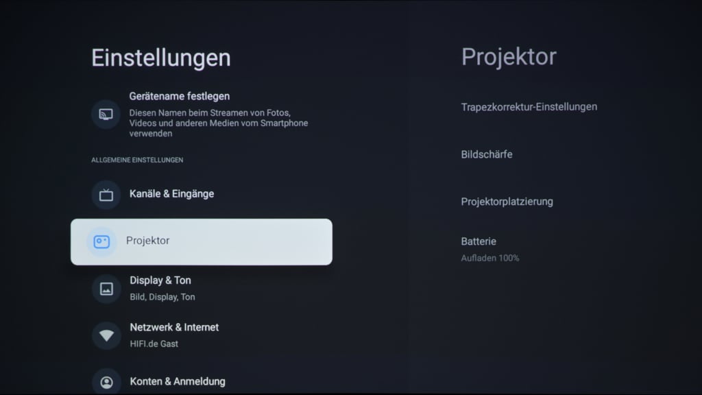 Menüeinstellungen XGIMI Halo+