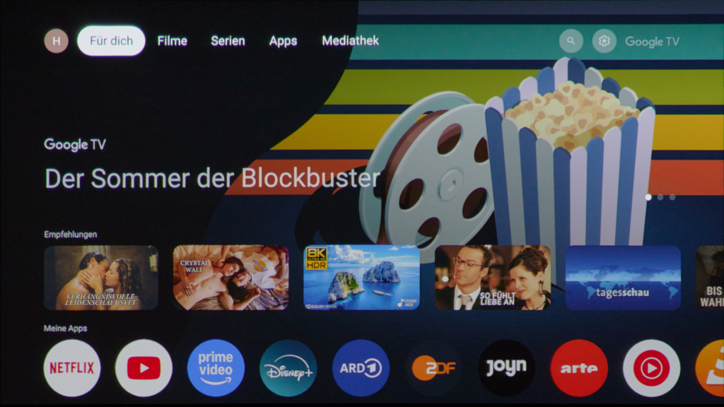 Startbildschirm Google TV Xgimi MoGo 4