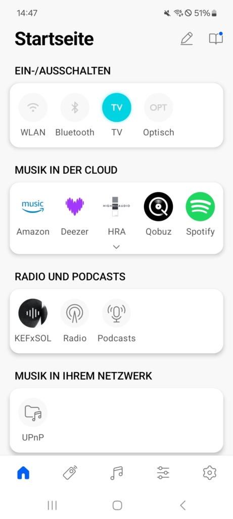 Startseite KEF Connect App