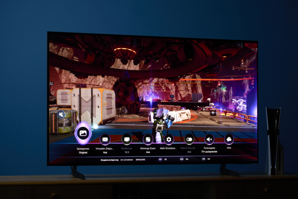 Gaming-Menüs beim Gaming am Samsung S85F
