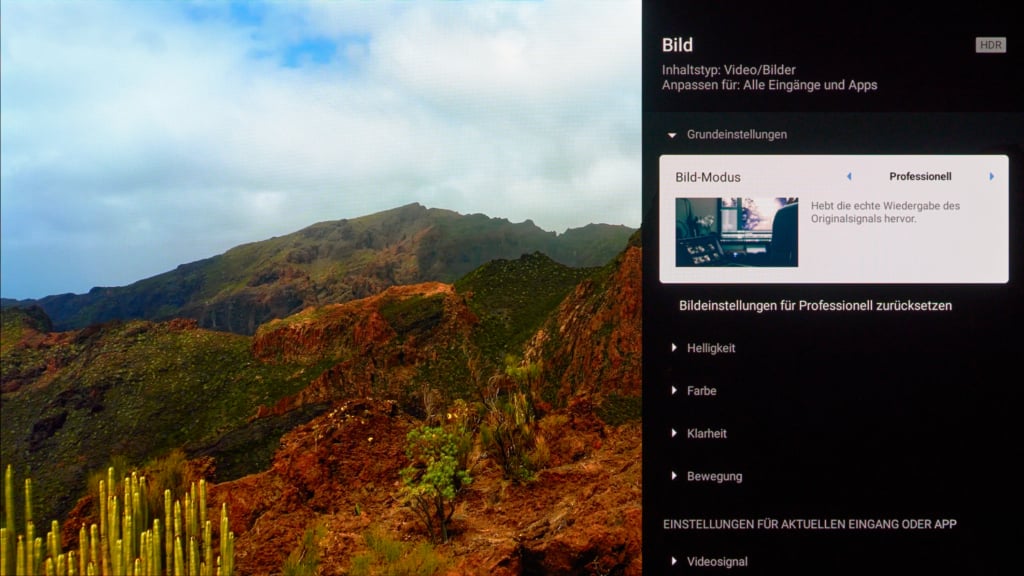 Bildmodus Auswahl Sony Bravia 8 II