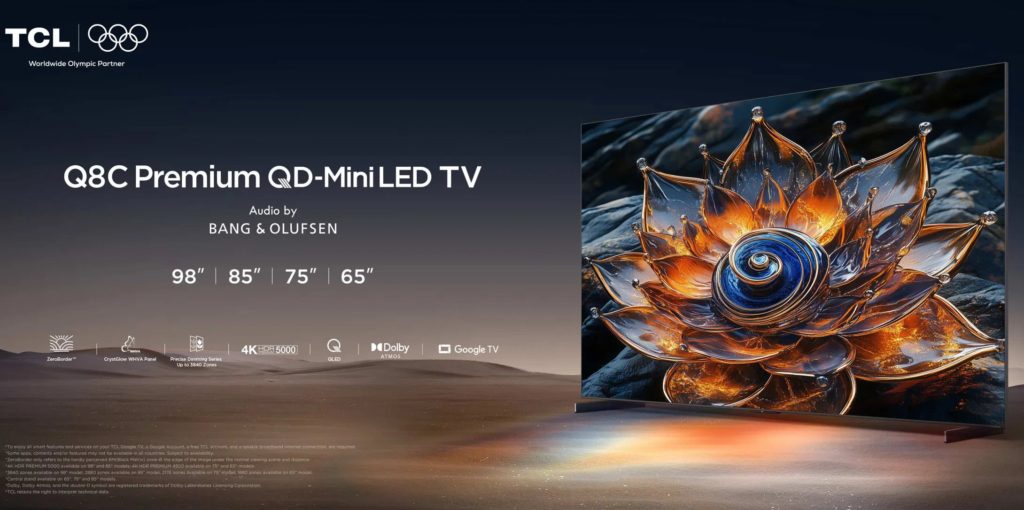 Den TCL Q8C gibt es mit bis zu 98 Zoll Diagonale.