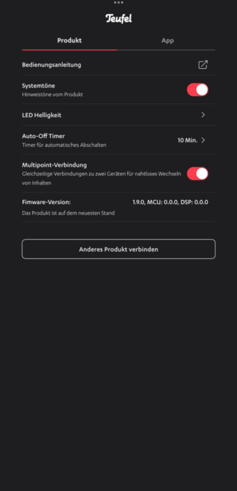 Teufel Rockster Cross 2 – Screenshot zusätzliche Funktionen