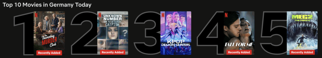 Die Top 5 Filme bei Netflix