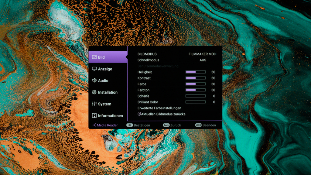Menüs BenQ W5850