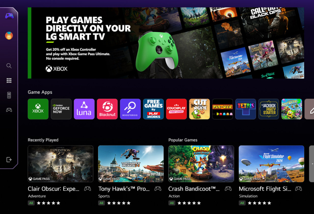 Über das LG Gaming Portal findest du lokale und Cloud-basierte Spiele.