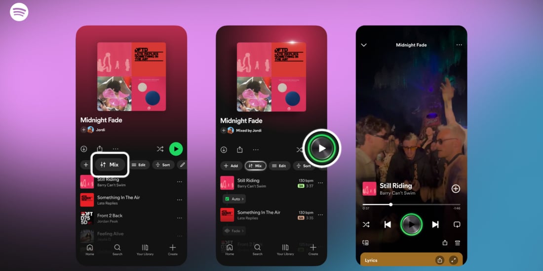 Spotify führt eine neue Auto-Mix-Funktion ein.