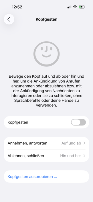 AirPods Pro 3 Screenshot – Kopfgesten