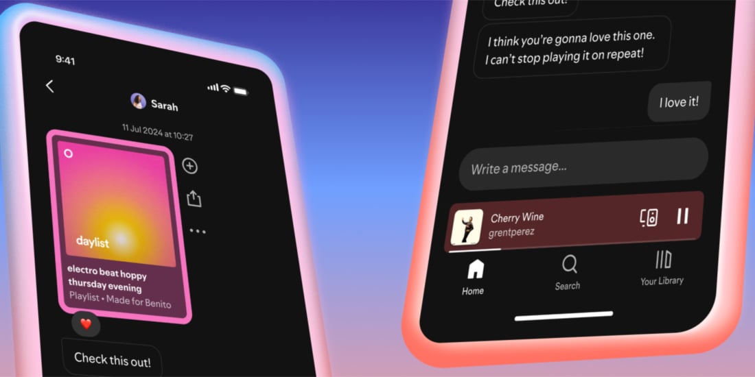 Spotify fuehrt Direktnachrichten direkt in der App ein.