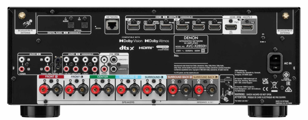 Die Schnittstellen des Denon AVC-X2850H.