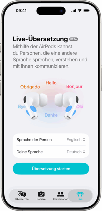 Dolmetscher-Funktion bei Apples AirPods Pro 3