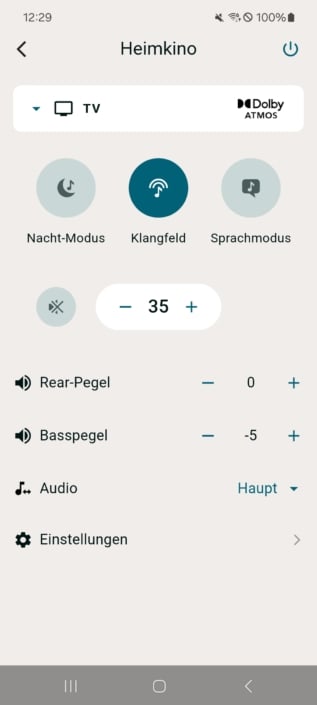 Sony Bravia Theatre System 6 App Screenshot Klangeinstellungen