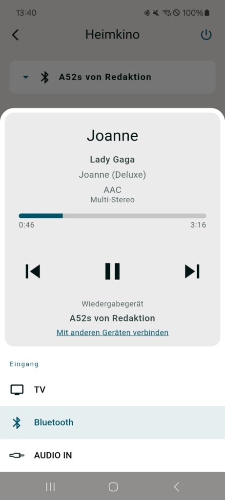 Sony Bravia Theatre System 6 App Screenshot Musikwiedergabe