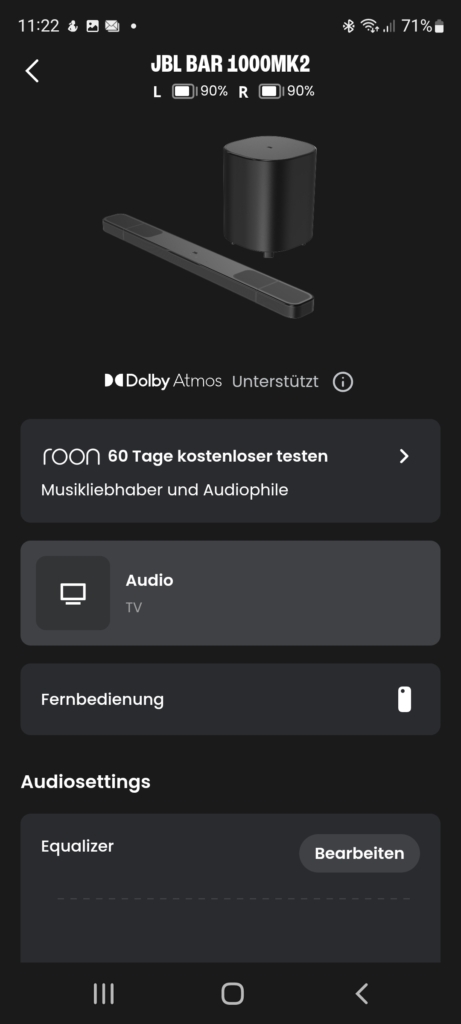 JBL One App Startseite