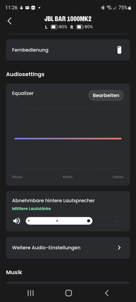 JBL One App Einstellungen