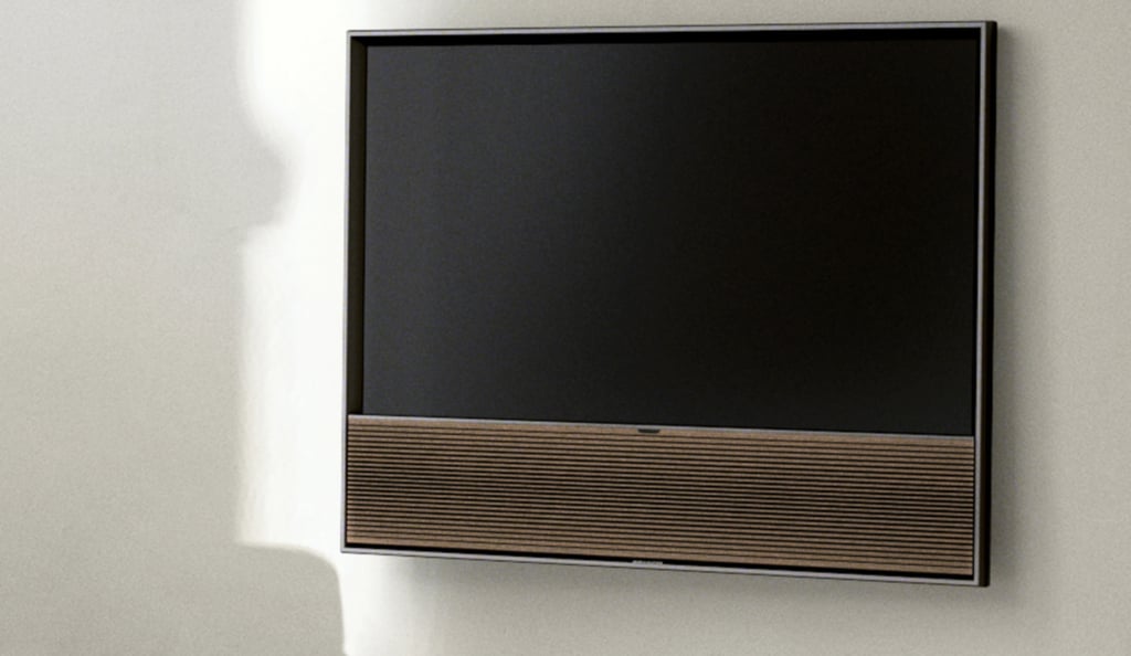 Den Bang & Olufsen BeoVision Contour TV kann man optisch kaum vom HiFi Frame unterscheiden. 