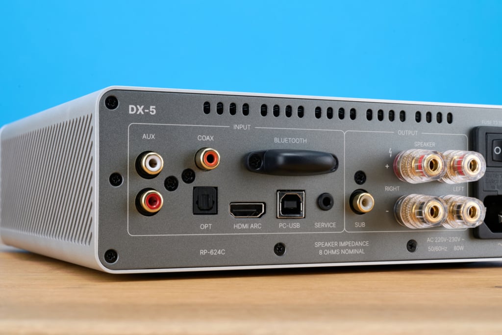 Rotel DX-5 Rückseite mit Anschlüssen schräg