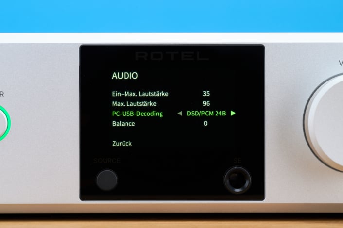Rotel DX-5 Display Audio-Einstellungen