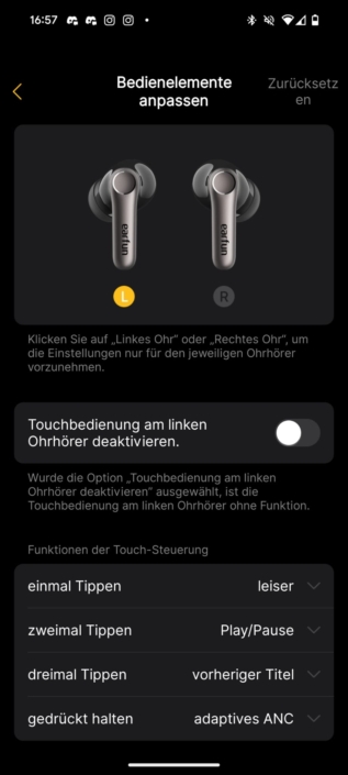 EarFun Air Pro 4+ – Einstellungen in der App