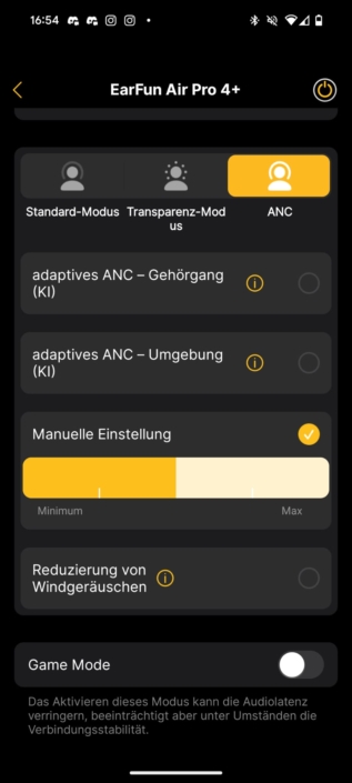 EarFun Air Pro 4+ – ANC-Einstellungen