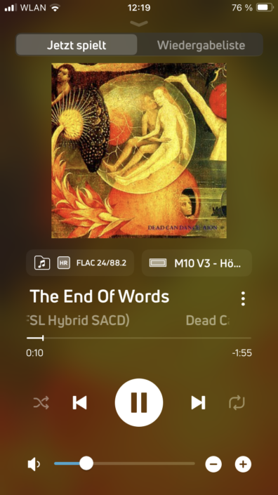 NAD M10 V3 Screenshot Wiedergabe