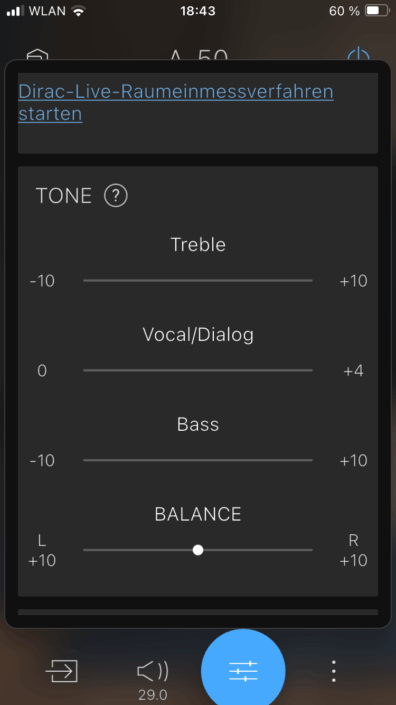 Onkyo A-50 App Screenshot Equalizer