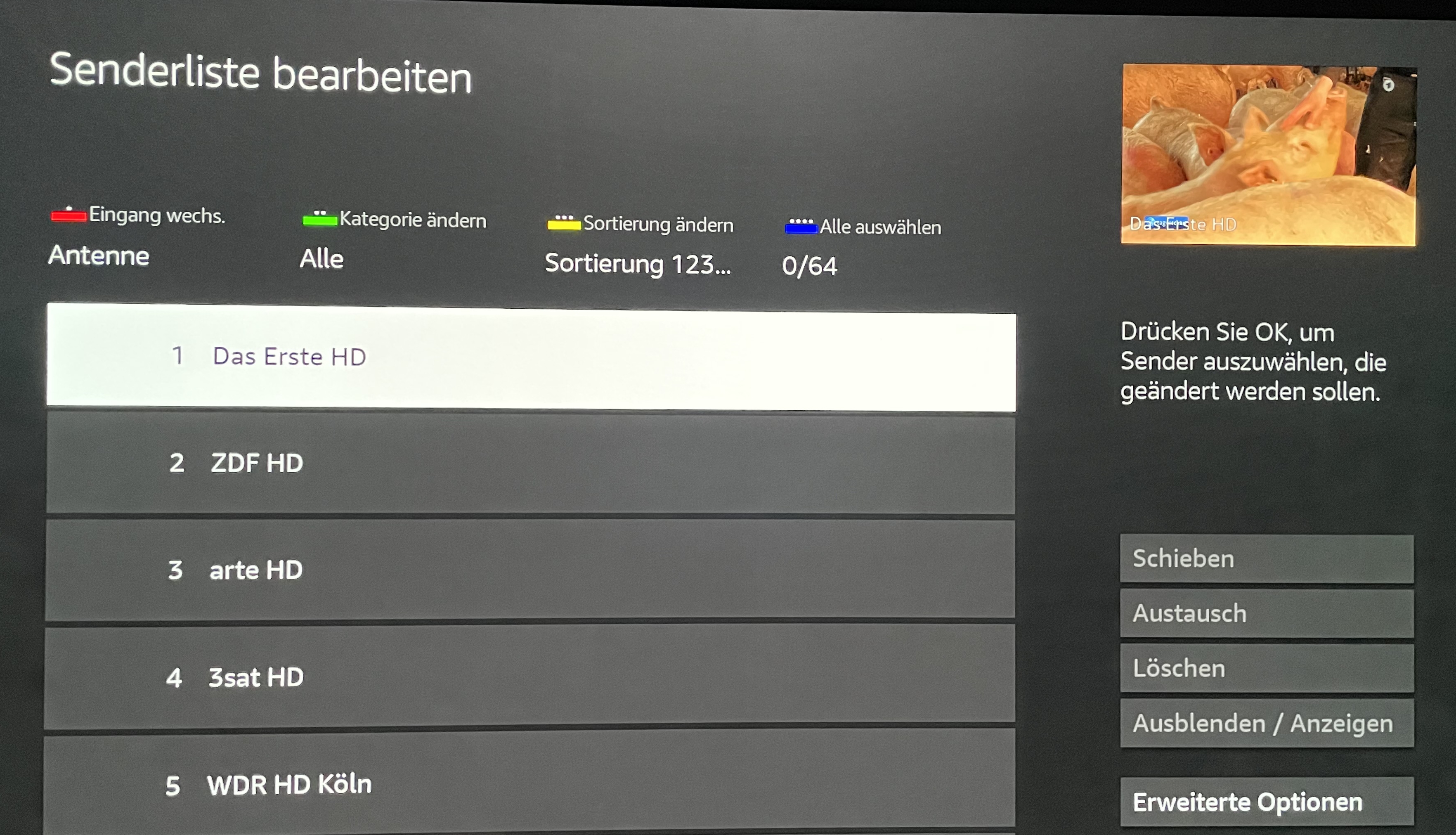 Panasonic TV mit FireTV Senderliste bearbeiten
