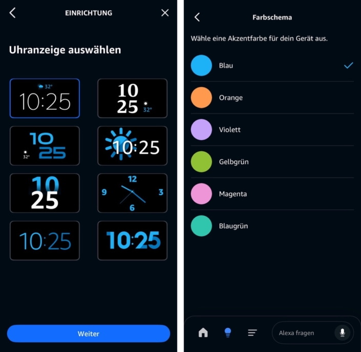 Echo Spot Display-Optionen