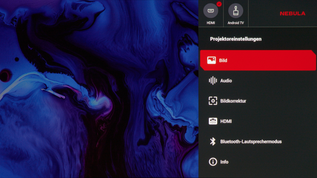 Projektoreinstellungen Nebula Cosmos 4K SE