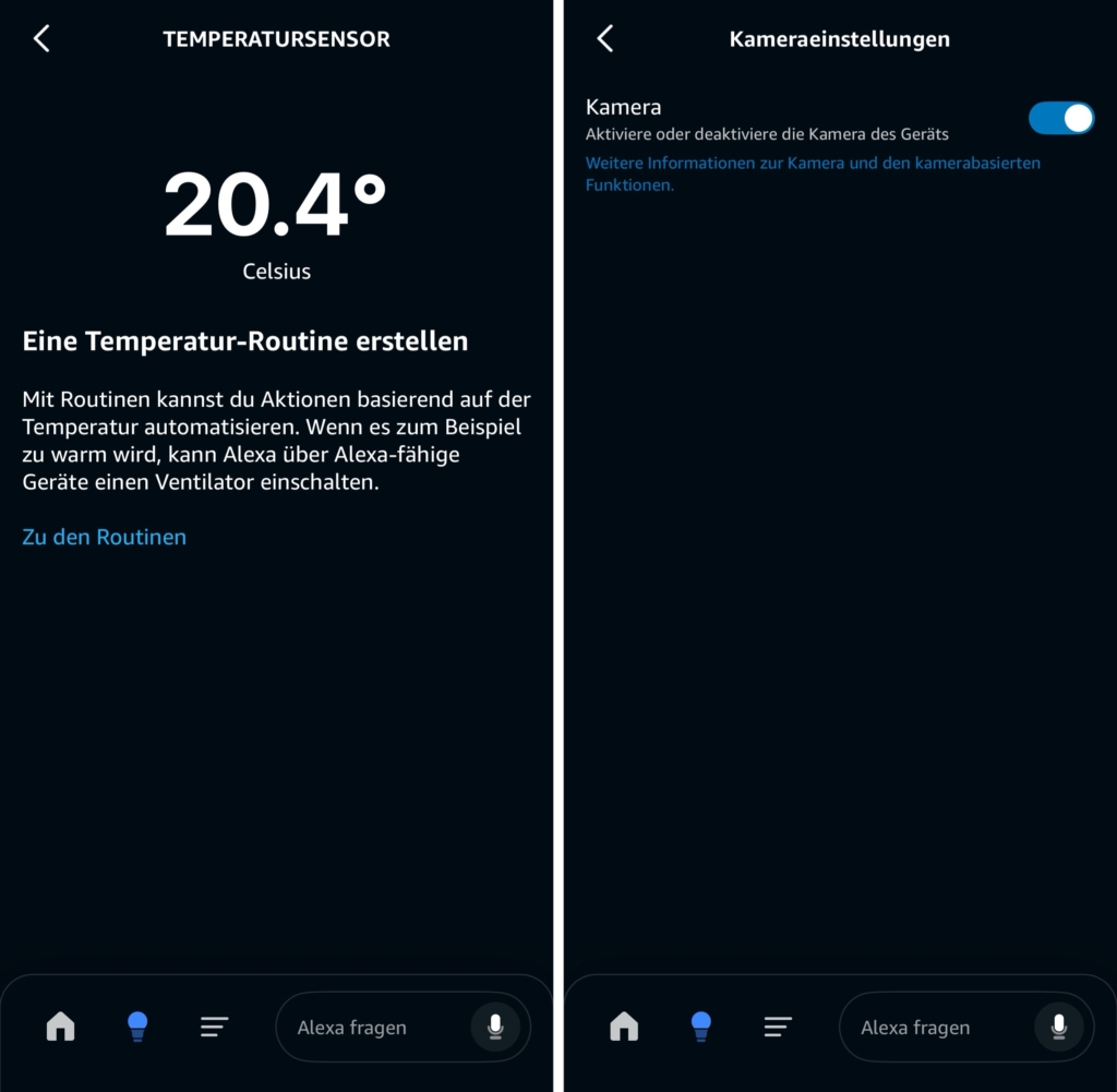 Amazon Echo Show 11 Kamera-Einstellungen und Temeperatursensor