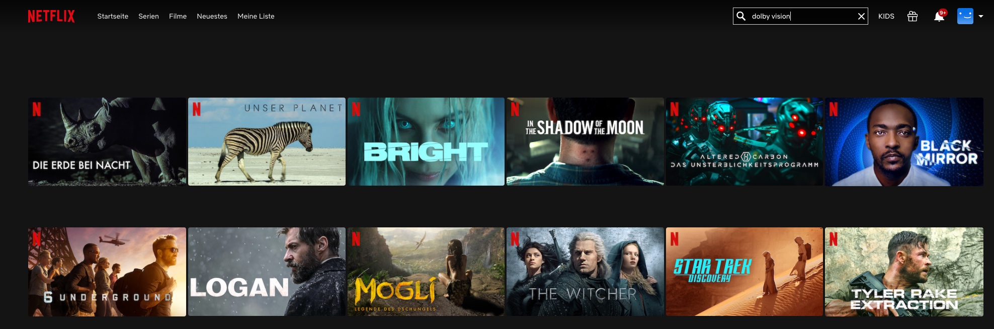 NETFLIX AUSWAHL DOLBY VISION