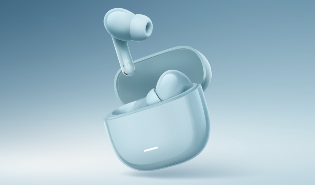 Die Redmi Buds 8 Lite erscheinen in den Farbvarianten Schwarz, Weiß und dem hier zu sehenden Blau. 